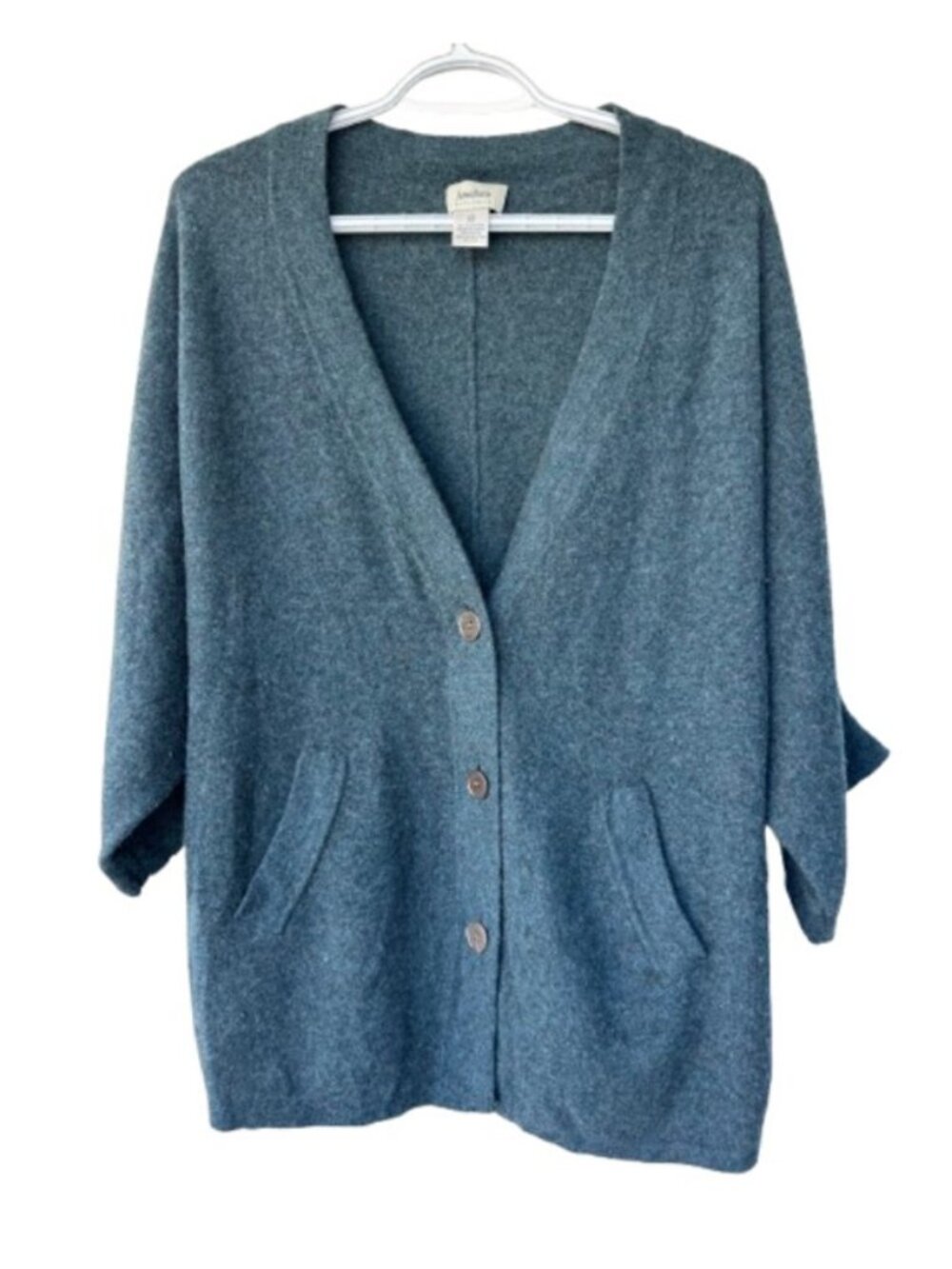 Neiman Marcus oversized cashmere cardigan teal blue women's size M